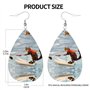 Élégantes boucles d'oreilles pendantes pour femme avec imprimé renard et écureuil pour le ski nautique, bijoux en cuir léger, pa
