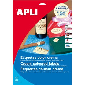 Apli 011800 Lot de 20 Etiquettes multi usage 70 x 37 mm Crème