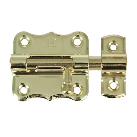 Amig - Verrou porte Mod. 384 | Targette de porte en Acier | Loquet de porte finission Laiton Verni | 30 mm | Serrure de porte ou