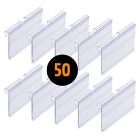 Lot de 50 porte-prix pour crochets en T. Étiquettes transparentes de 39 x 65 mm
