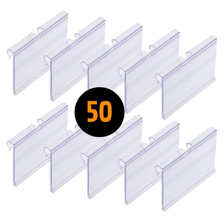 Lot de 50 porte-prix pour crochets en T. Étiquettes transparentes de 39 x 65 mm