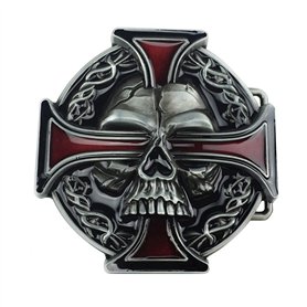 LKMY - Boucle de ceinture pour homme - Tête de mort occidentale - Croix celtique - Pour homme et femme - Pour la fête des pères