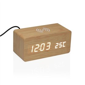 Pendule Réveil Versa Bois MDF Minimaliste 7 x 7 x 15 cm