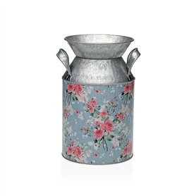 Vase Versa Bleu Métal Fleurs 13 x 15