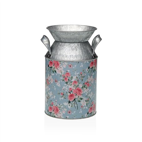 Vase Versa Bleu Métal Fleurs 13 x 15
