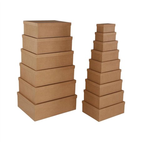 Set de boîtes décoratives Versa Marron Carton (15 Pièces)