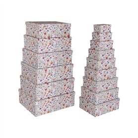 Set de boîtes décoratives Versa Carton Fleurs (15 Pièces)