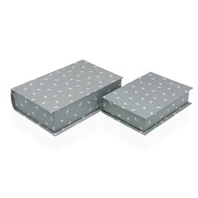 Boîte Décorative Versa Toile Bois MDF Fleurs Livre