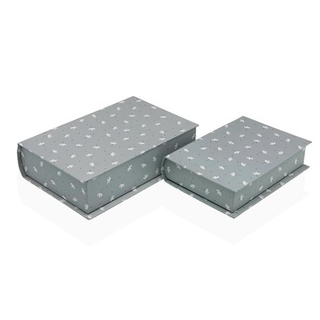 Boîte Décorative Versa Toile Bois MDF Fleurs Livre