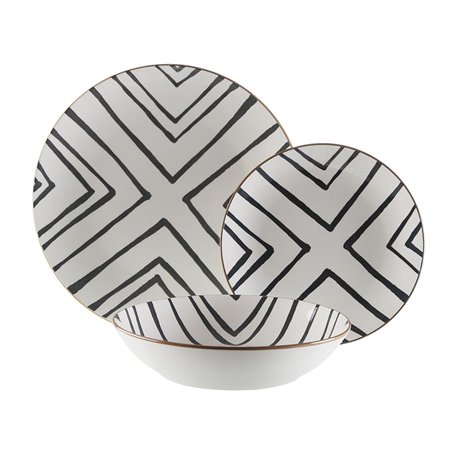 Assiettes Versa Gris Porcelaine 18 Pièces