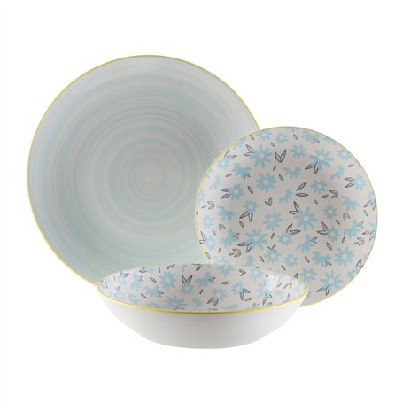 Assiettes Versa BREEZE  Bleu Porcelaine 18 Pièces
