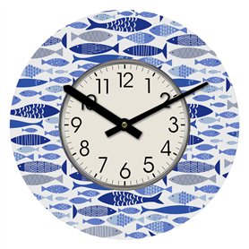 Horloge Murale Versa Bois Poissons 4 x 30 x 30 cm