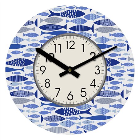 Horloge Murale Versa Bois Poissons 4 x 30 x 30 cm