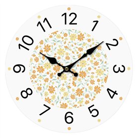 Horloge Murale Versa Bois Fleurs 4 x 30 x 30 cm