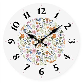 Horloge Murale Versa Bois Fleurs 4 x 30 x 30 cm