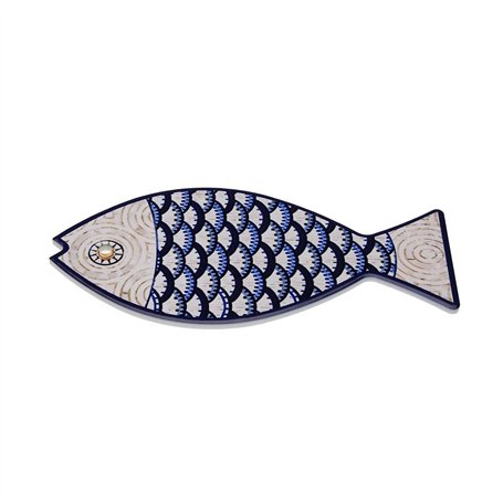 Dessous de plat Versa Bleu Gris Liège Céramique Poisson 14 x 0