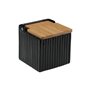 Salière avec couvercle Versa Noir Céramique Bambou Dolomite 11 x 11 x 11 cm