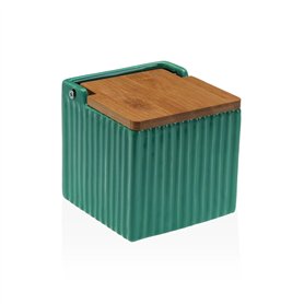 Salière avec couvercle Versa Vert Céramique Bambou Dolomite 11 x 11 x 11 cm