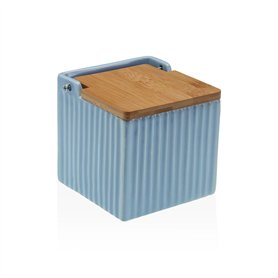 Salière avec couvercle Versa Bleu Céramique Bambou Dolomite 11 x 11 x 11 cm