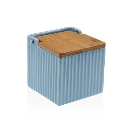 Salière avec couvercle Versa Bleu Céramique Bambou Dolomite 11 x 11 x 11 cm