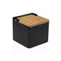Salière avec couvercle Versa Noir Céramique Bambou Dolomite 11 x 11 x 11 cm
