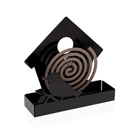 Support pour spirales anti-moustiques Versa Noir Métal 5 x 17 x 17 cm Oiseau