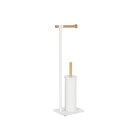 Porte-rouleaux pour Papier Toilette Home ESPRIT Blanc Naturel Métal Bambou 22 x 16 x 68 cm