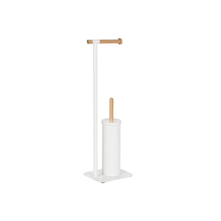 Porte-rouleaux pour Papier Toilette Home ESPRIT Blanc Naturel Métal Bambou 22 x 16 x 68 cm