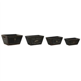 Home ESPRIT Boîtes de rangement noires en bois de sapin 34 x 26 x 18 cm 4 pièces