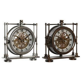 Horloge de table Home ESPRIT Doré Argenté Vintage (2 Unités)