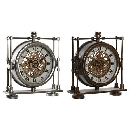 Horloge de table Home ESPRIT Doré Argenté Vintage (2 Unités)