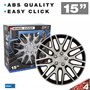 Delaware Lot de 4 enjoliveurs de 15 Pouces Design Nuts Chrome Silver, Finitions chromées et Noires et ABS résistant aux impacts 