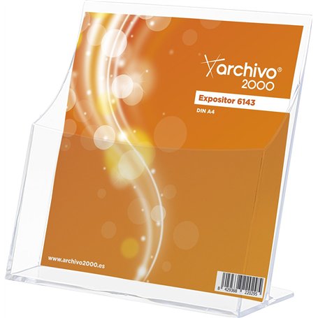 Présentoir de bureau en polystyrène transparent DIN A4 vertical 220 x 40 x 230 mm