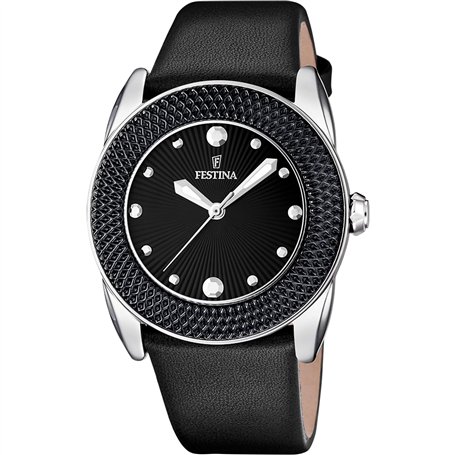 Festina Montre pour femme F16591/9 Outlet Boîtier en acier inoxydable 316l Argenté Bracelet en caoutchouc