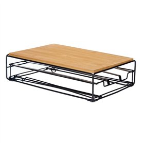 Organisateur de capsules de café Noir Naturel Métal Bambou 21 x 57 x 8