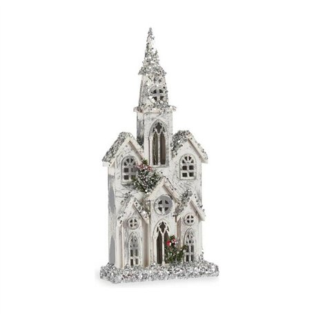Figurine Décorative Noël Paillettes Lumière LED Maison 25