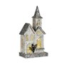 Figurine Décorative Noël Paillettes Lumière LED Maison 22 x 45 x 11 cm Gris Bois Blanc