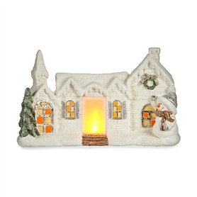 Figurine Décorative Noël Lumière LED Maison Blanc Polyrésine 13 x 26