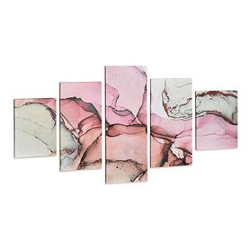 Cadre Toile Marbre Rose (5 Pièces)