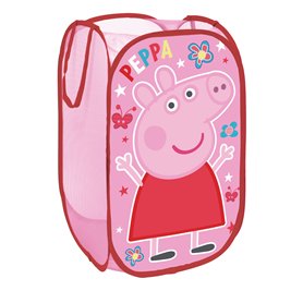 Superdiver - Corbeille pliable Peppa Pig - Licence officielle - Rangement jouets et vêtements - 36x36x58 cm - Légère et compacte