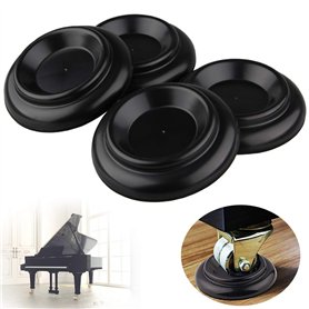 Piano Caster Cups Set of 4 Furniture Leg Pads Protection ABS Black