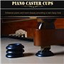 Piano Caster Cups Set of 4 Furniture Leg Pads Protection ABS Black