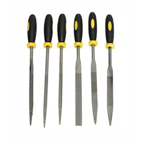 BE-TOOL Lot de 6 mini limes à bois à la main avec poignée souple pour bois et métal souple Bijoux 4 x 140 mm petites limes en mé