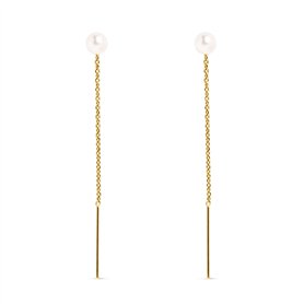 SINGULARU - Boucles d'oreilles Falling Pearl. Argent 925 avec finition plaqué or 18 kt. Sans fermoir. Bijoux pour femme