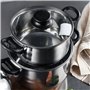 Batterie de cuisine 5 pièces en acier inoxydable + Set de 3 poêles Ø16Ø20Ø24 alu pressé