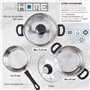 Batterie de cuisine 5 pièces en acier inoxydable + Set de 3 poêles Ø16Ø20Ø24 alu pressé