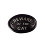 Artisan Plaque de portail argentée « Beware of the Cat » noire avec lettrage argenté en relief