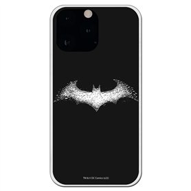 Personalaizer Coque pour iPhone 15 Pro Max - Coque en Silicone TPU Souple Transparente - Motif Batman Logo Blanc