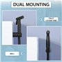 Douchette wc noir acier inox kit complet avec 2 metres de tuyau flexible extra long support et vanne de derivation