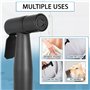 Douchette wc noir acier inox kit complet avec 2 metres de tuyau flexible extra long support et vanne de derivation